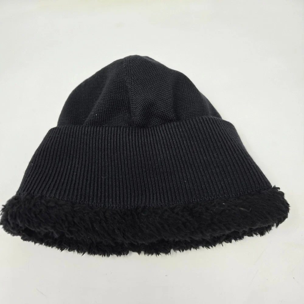 Lululemon Beanie Hat Black‎ Faux Fur Lined Merino Wool Cozy Winter Warm - Picture 2 of 6
